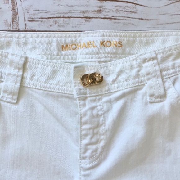 Michael Kors White Gold Studded Boot Leg Jeans - Picture 2 of 8